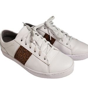 Clarks Collection Pawleys Rilee White Leopard Comfort Fashion Sneakers Size 6M